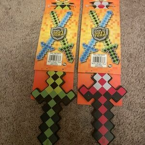 Foam Pixel Swords in Green and Pink